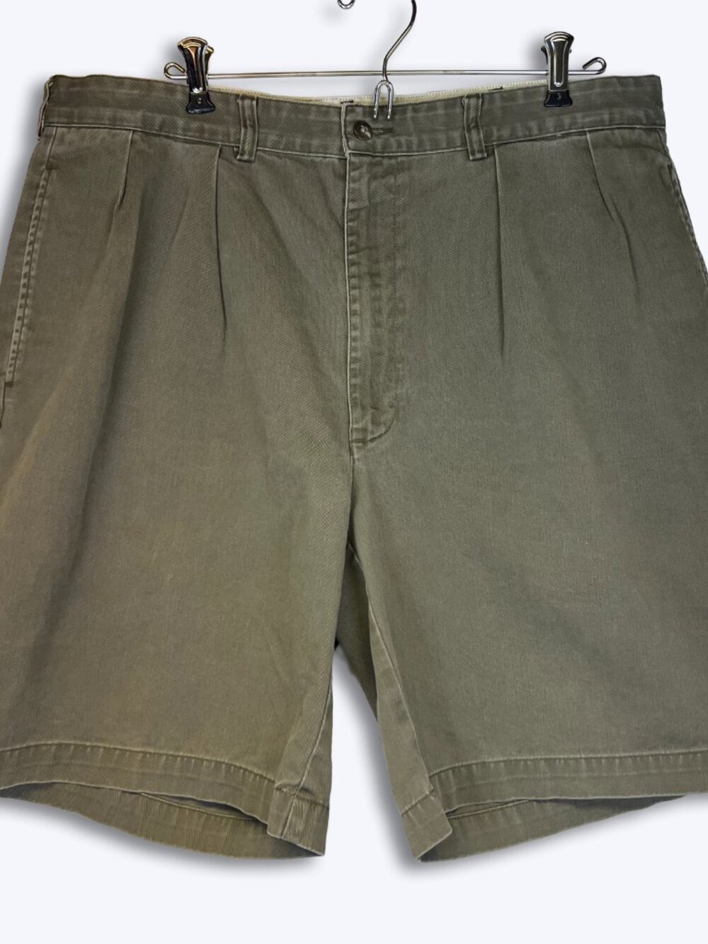 Vtg 90s Polo Ralph Lauren Chino Shorts Mens 36 Olive Green Pleated Relaxed Y2K